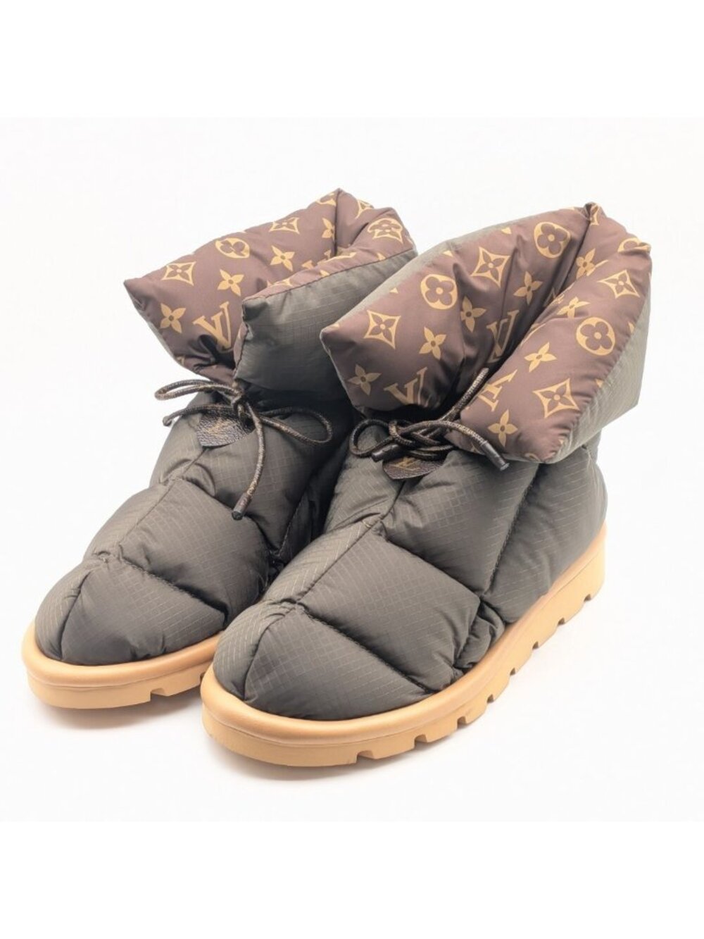 Louis Vuitton Pillow Line Monogram Nylon Khaki Ankle Boots Short Shoes